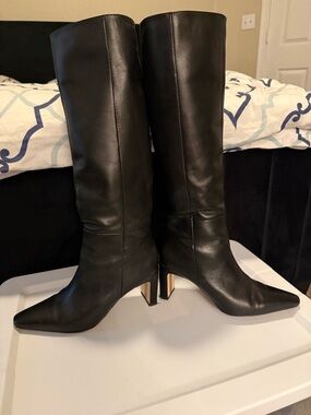 Sam edelman leather upper Classic Black Leather Knee-High Boots